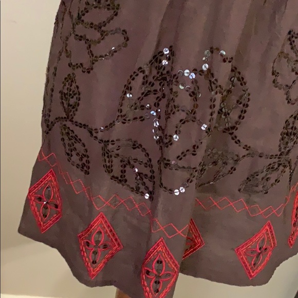 ROCHA.JOHN ROCHA * Size 14 * Embroidered and Sequin Top * Brown & Red - Picture 3 of 8